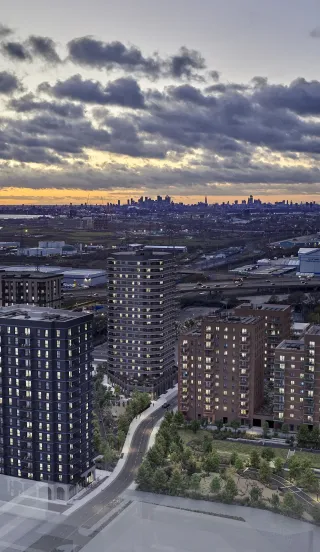 Dagenham Green Aerial Dusk CGI