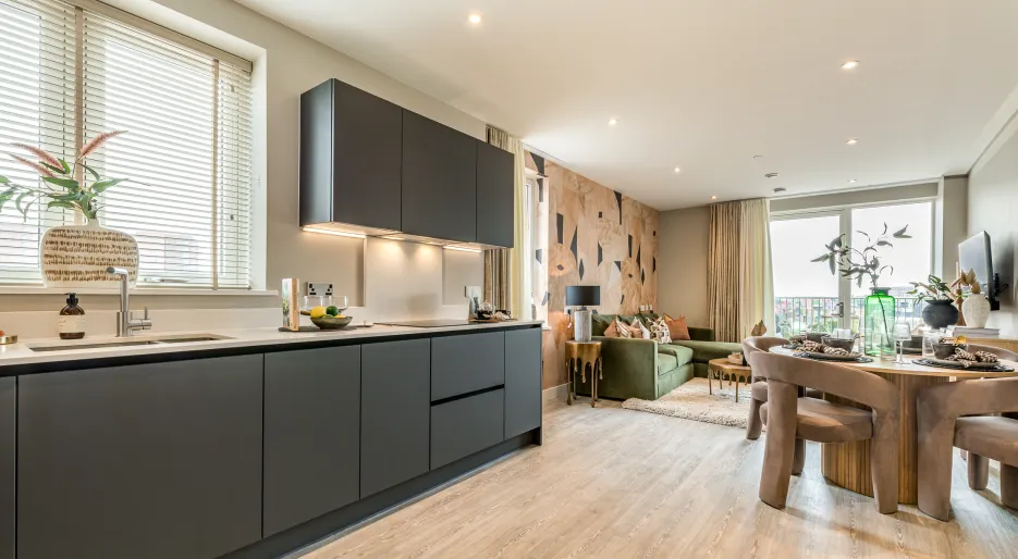 Kitchen living and dining shot