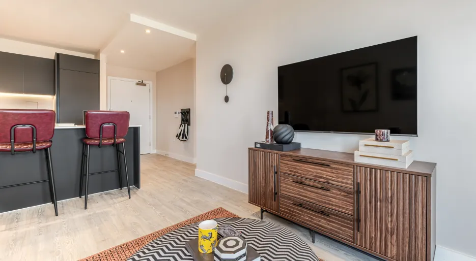 The Liberty, one bed one bath show home, living space
