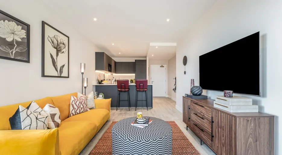 The Liberty, one bed one bath show home, living space